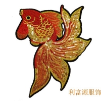 廣東刺繡廠家直銷服裝珠片亮片繡花章仔圓形卡通翻片珠片繡布貼